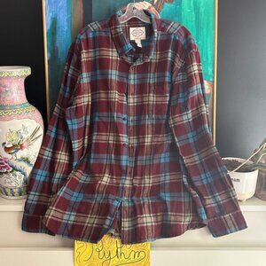 St. John's Bay Super Soft flannel Plaid Shirt in Burgundy and Teal XXL